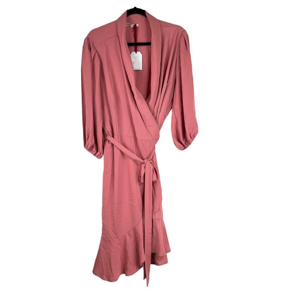 Standards & Practices NWOT Kylie Double Ruffles Wrap Dress Midi Size 2X Pink - Picture 4 of 11